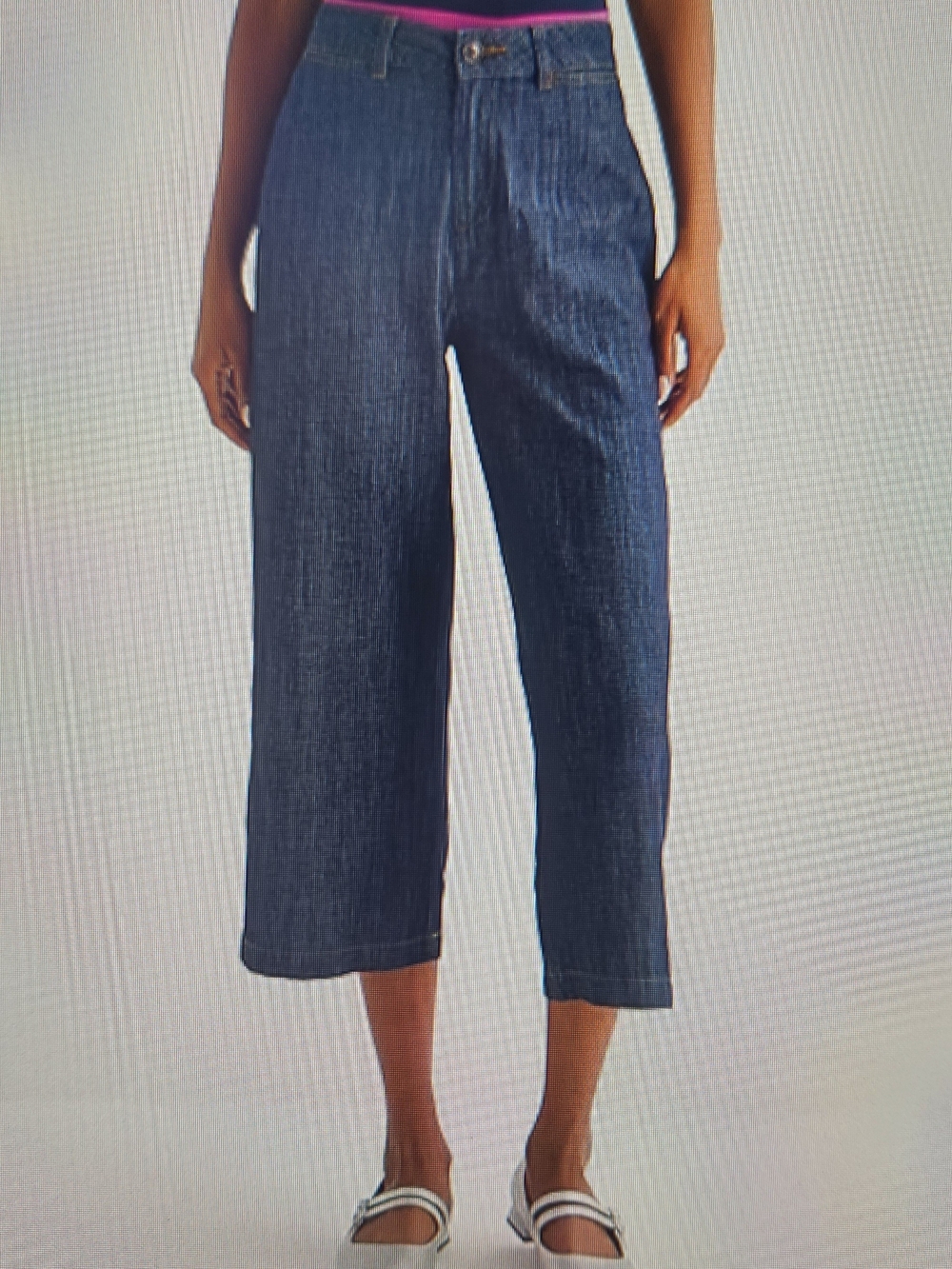 Liz Claiborne Dark Blue Cropped Wide-Leg Mid Rise Cropped Pant